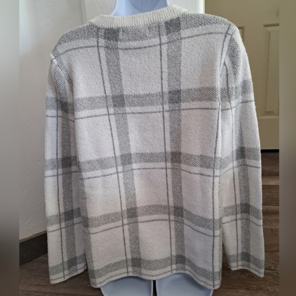 Liz Claiborne Women's Large Sweater Pullover Gray/White pattern Long Sleeve - Picture 3 of 8